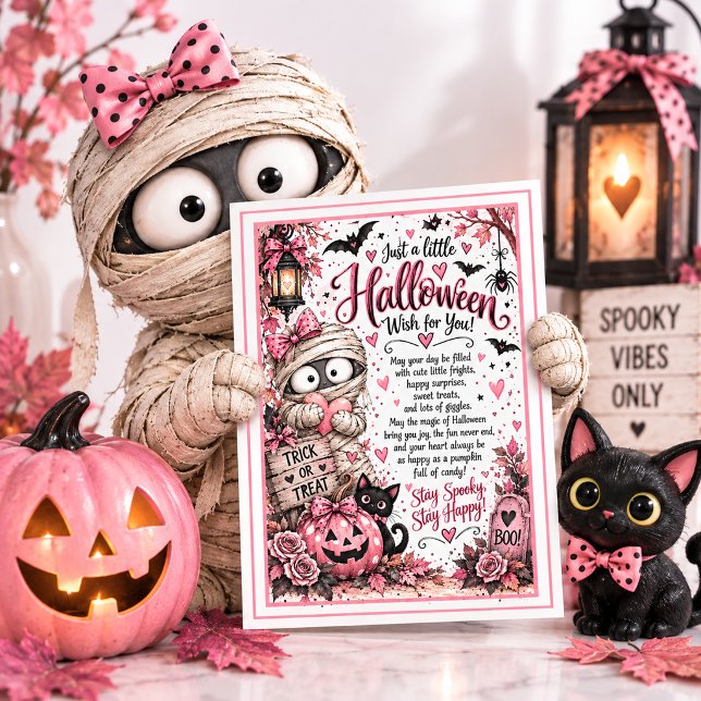 Carte de Halloween rose Mummy mignonne (Créateur téléchargé)