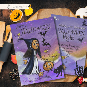Carte de Halloween Sorcière Capriceuse, Citrouille