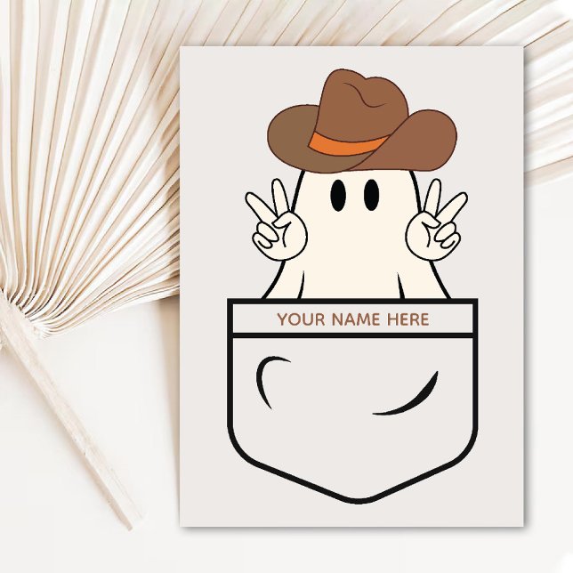 Carte de Halloween Thème Western Cow-boy Drôle Poc (Pocket Theme Western Boo Cowboy Fun Halloween Card)