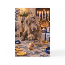 Carte de Hanoucca avec Weimaraner