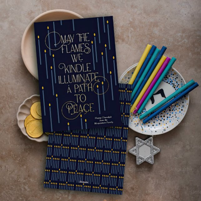 Carte de Hanouka en papier métallisé : Illuminez u (Créateur téléchargé)
