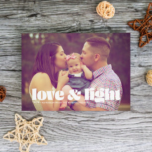 Carte de Hanukkah à photo unique Amour et Lumière