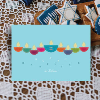 Carte de Hanukkah Chandelier à Lampes à Huile Colo