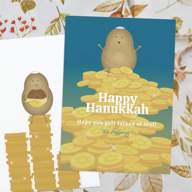 Carte de Hanukkah Latkes et Gelt (Créateur téléchargé)