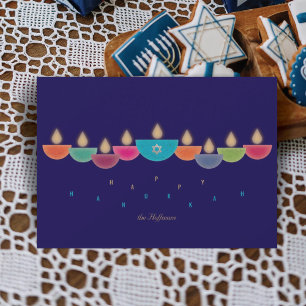 Carte de Hanukkah Menorah de lampe à huile color