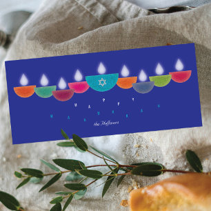 Carte de Hanukkah   Menorah de lampe à huile color