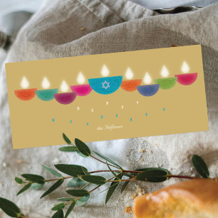 Carte de Hanukkah Menorah de lampe à huile color
