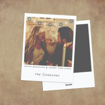 Carte de Hanukkah/Noël nostalgique de photo instan