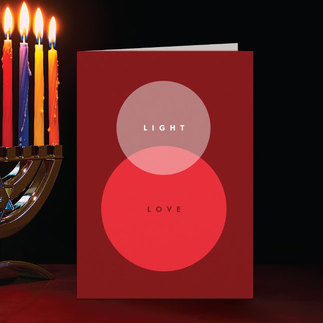Carte de Hanukkah pliée rouge Modern Light & Love  (Créateur téléchargé)