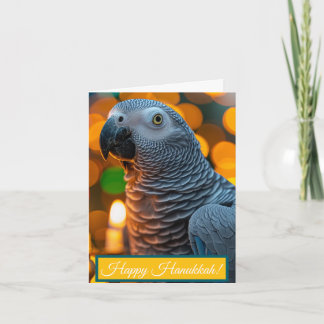 Carte de Hanukkah pour perroquet gris africain 