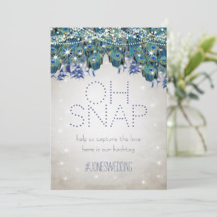 Carte de hashtag de mariage Peacock Blue Silver OH