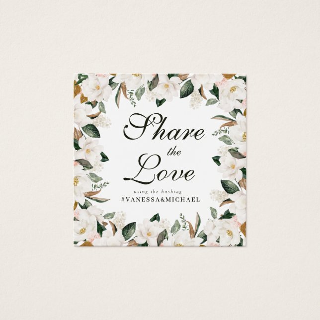 Carte de hashtag mariage floral belle Magnolia (Devant)