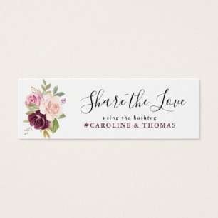 carte de hashtag prum violet & mariage floral pêch