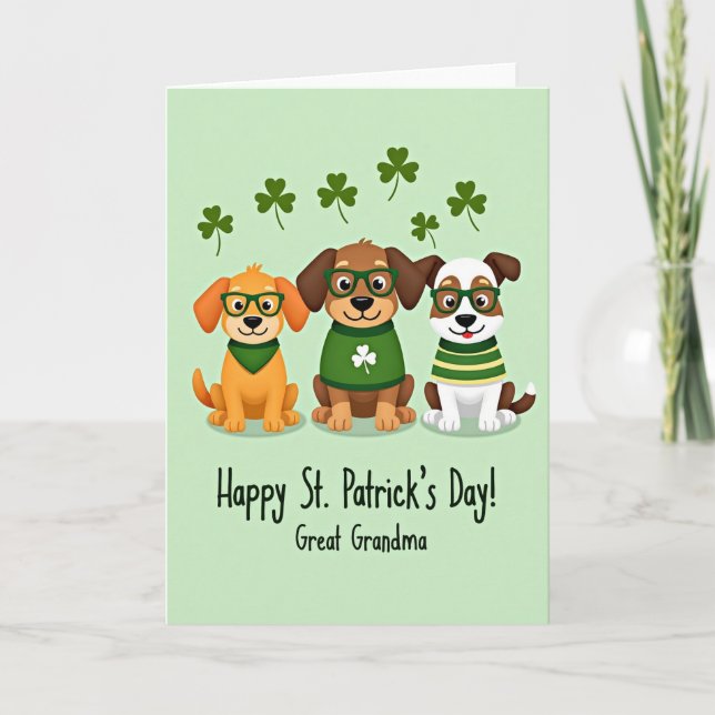 Carte de haut de chiot shamrock rayé (Devant)
