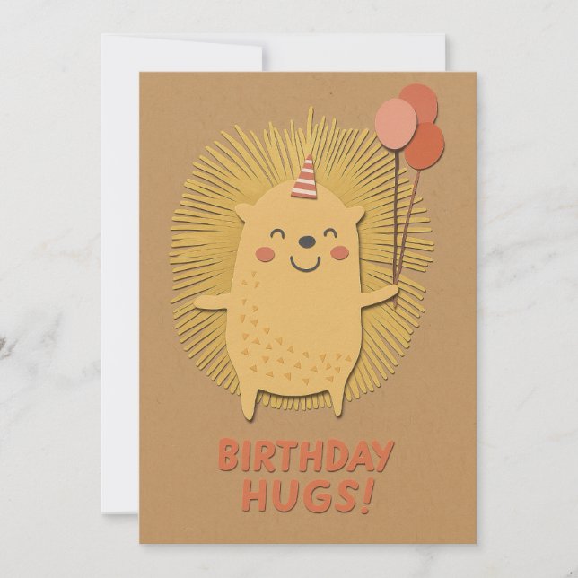 Carte de hérisson Birday Hugs (Devant)