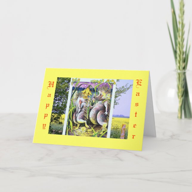 Carte de hérisson Carton mignon - Pâques (Devant)