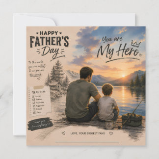 Carte de héros de papa pêche personnalisée