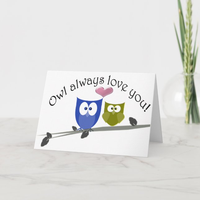 Carte De hibou amour toujours vous, art mignon de hiboux (Devant)
