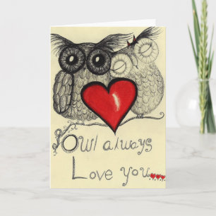 Carte De hibou amour toujours vous… (Carte de voeux pour