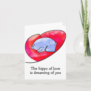 Carte de hippopotame romantique