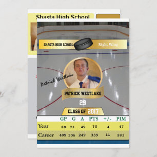 Carte de hockey W/Stats Grad Invitations - or