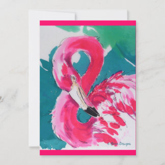 Carte de Invitation Flamant rose Tropical Hot Pink