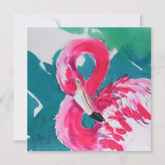 Carte de Invitation Flamant rose Tropical Hot Pink (Devant)