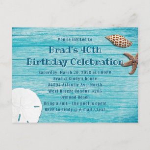 Carte de invitation pour fête sur la plage coquill