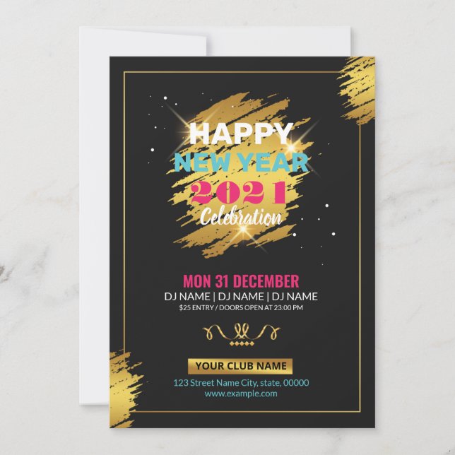 Carte de invitation pour la soirée du Nouvel An (Devant)