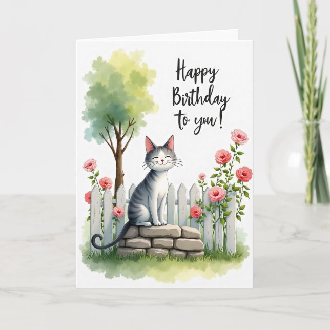 Carte de jardin féerique pour chat d'anniversaire (Devant)