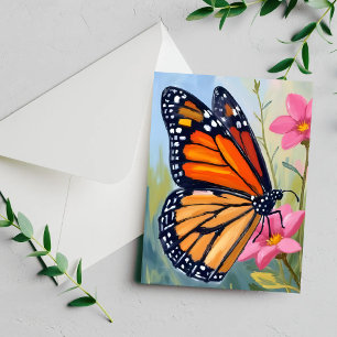 Carte de Jardin Floral Aquarelle Papillon Monarque