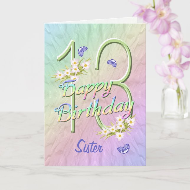 Carte de jardin papillon Soeur 13e anniversaire (Orchidée)