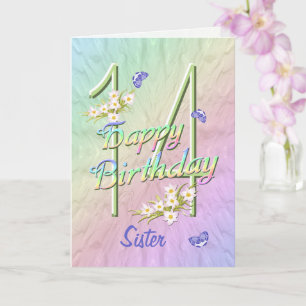 Carte de jardin papillon Soeur 14e anniversaire