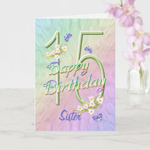 Carte de jardin papillon Soeur 15e anniversaire