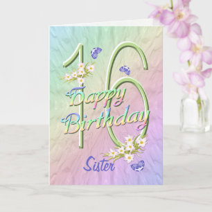 Carte de jardin papillon Soeur 16e anniversaire