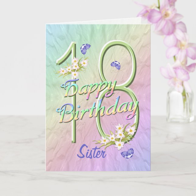 Carte de jardin papillon Soeur 18e anniversaire (Orchidée)