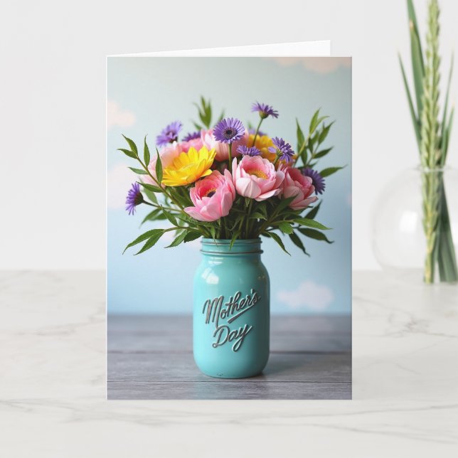 Carte de jarre de la fête des mères florale (Devant)