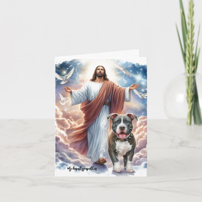 Carte de Jésus avec Pit Bull - Perte d'un chien, d (Devant)