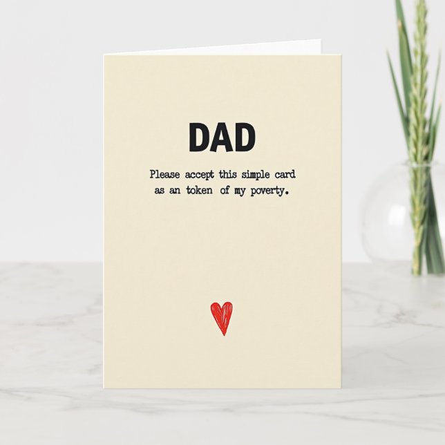 Carte de jeton de pauvreté des papas simples (Devant)