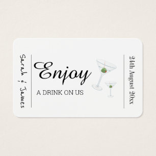 Carte de jeton de réception du Mariage bar de bill