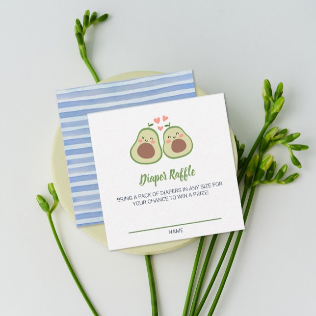 Carte de jeu à rabat Baby shower Avocado (Avocado Baby Shower Diaper Raffle Game Card)