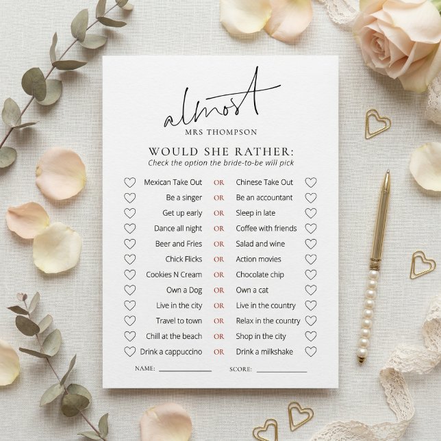 Carte de jeu Almost Mrs Would She Rather (Créateur téléchargé)