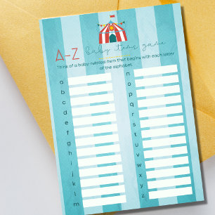 Carte de jeu Alphabet Baby shower Circus