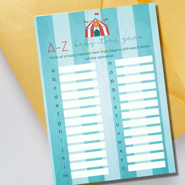 Carte de jeu Alphabet Baby shower Circus (Créateur téléchargé)