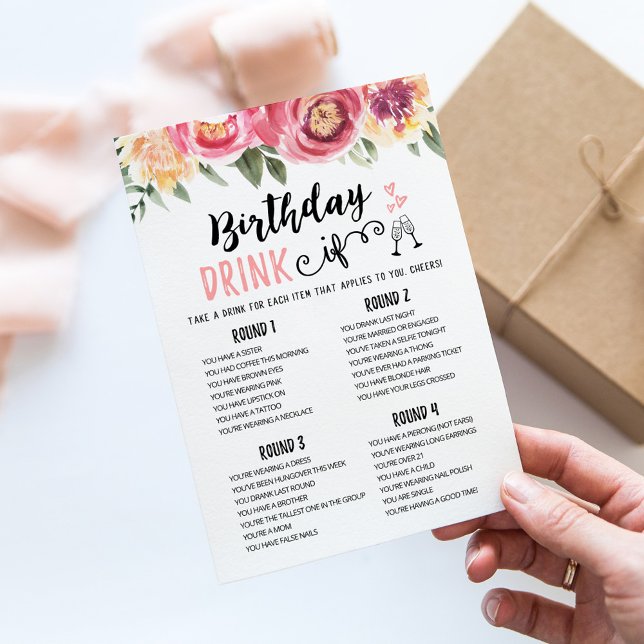Carte de jeu anniversaire modifiable BOIRE SI Jeu  (Créateur téléchargé)
