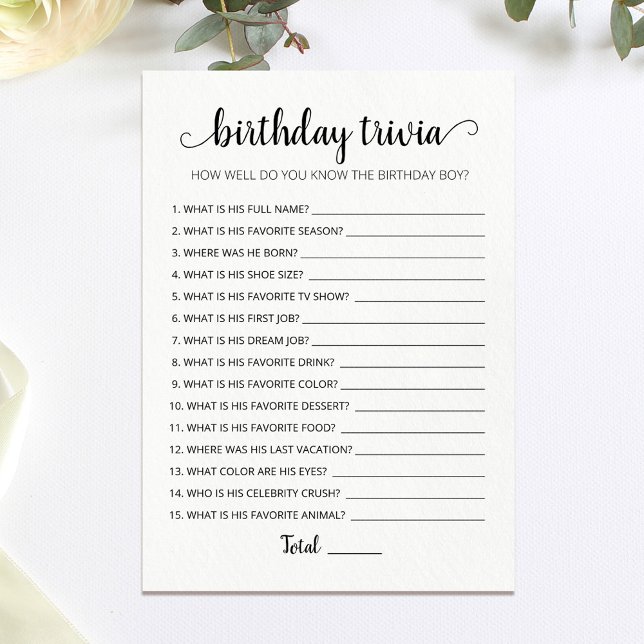 Carte de jeu anniversaire Trivia modifiable Carte  (Créateur téléchargé)