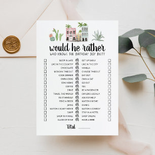 Carte de jeu anniversaire 'Would He Rather' modifi