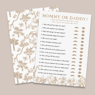 Carte de jeu Baby Shower Beige Toile 'Maman ou Pap