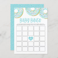 Carte de jeu Baby shower Bingo Donuts bleu