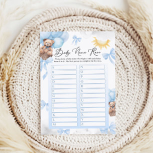 Carte de jeu Baby shower course de nom